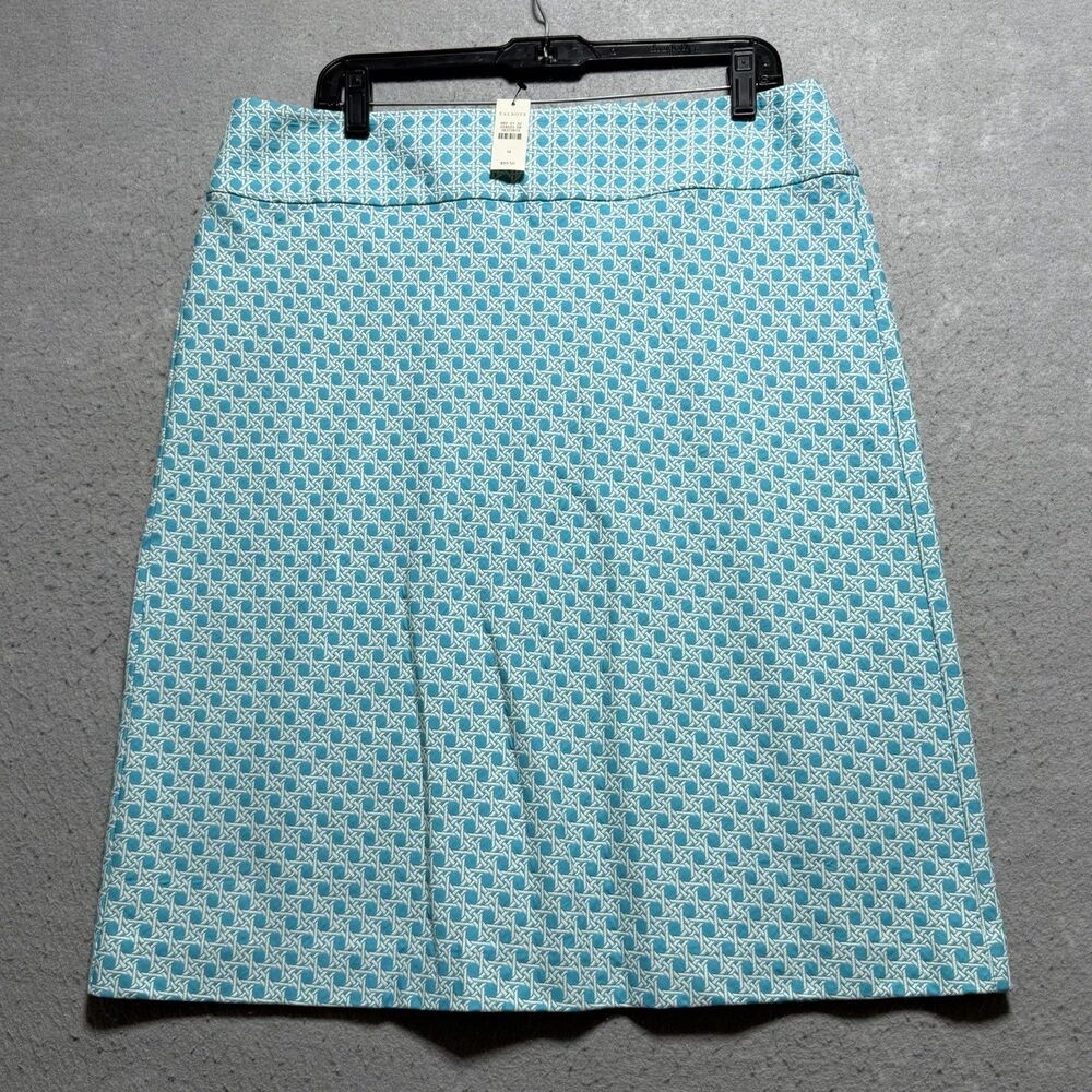 Talbots Pencil Skirt Sz 14 Teal Geometric Business Casual Preppy Spring Summer